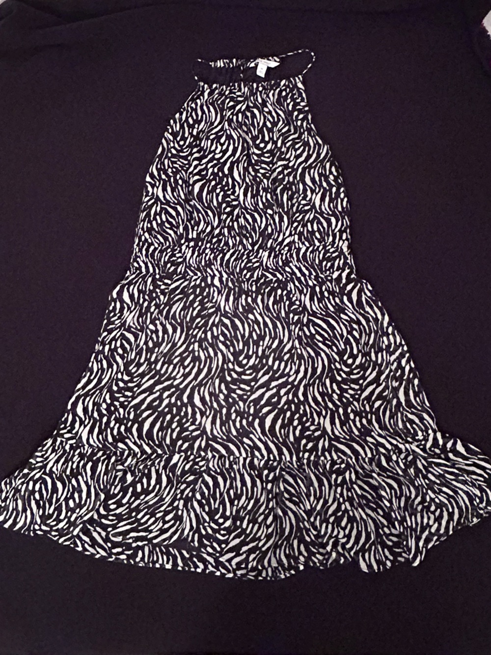 Nine West Black and White Zebra-Print halter sun dress. Adult M, would work AL